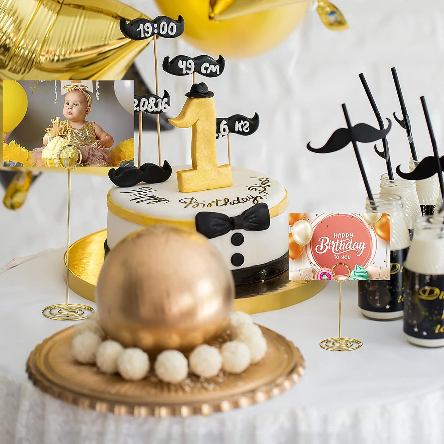 Teling 36 Pieces Table Number Holders 3 Size Place Card Holder Name Numbers Menu Memo Note Card Picture Photo Clip Stand Table Sign for Wedding Anniversary Party Display(Gold)