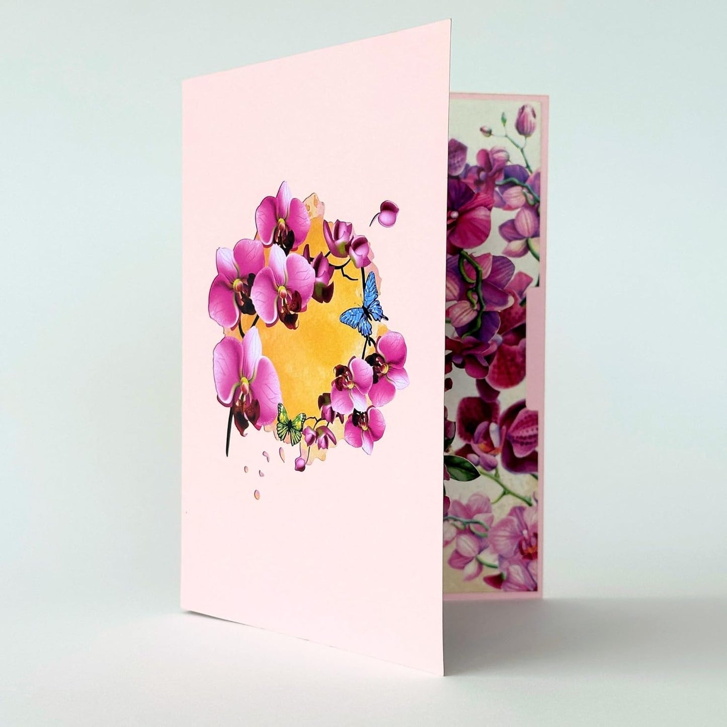 Pop Up Greeting Card Purple Orchid Blooming Flower Card Nature Lover Gift Love Appreciation Thank You Birthday Gift for Mom Mother's Day Idea