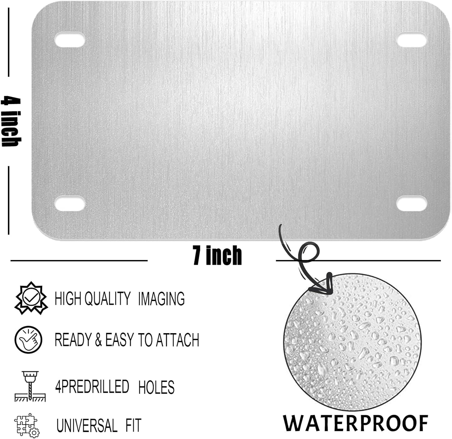 Custom License Plate,7x4 Inches Front License Plate,Thick Rust-Free,Personalized License Plate for Power Wheels|Wagons|ATV |Golf Cart Accessories|Motorcycle