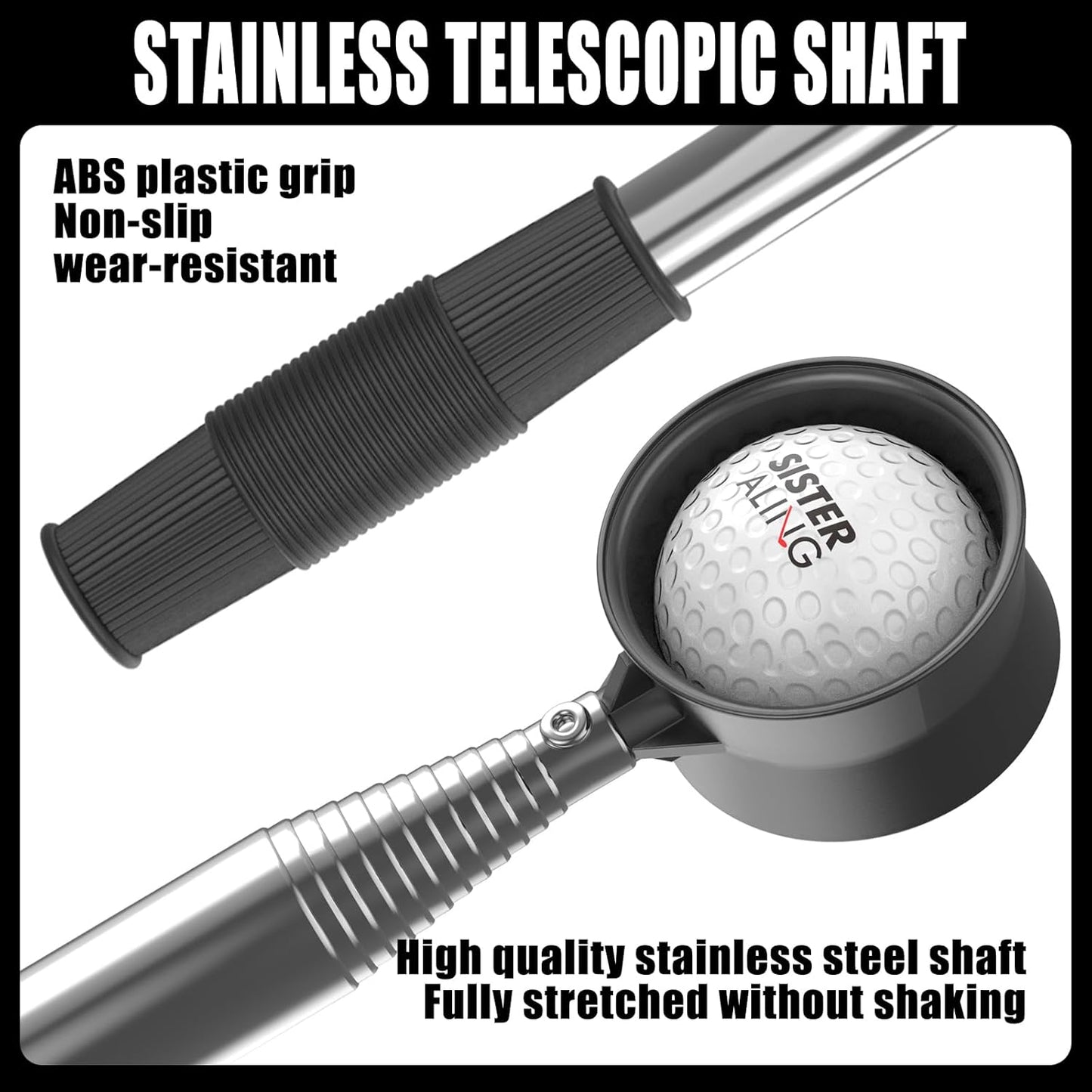 9ft/12ft Water Telescopic Golf Ball Retriever，Classic and Durable Stainless Steel Picker Upper, The Best Accessory Gift for Men and Women Golfers.