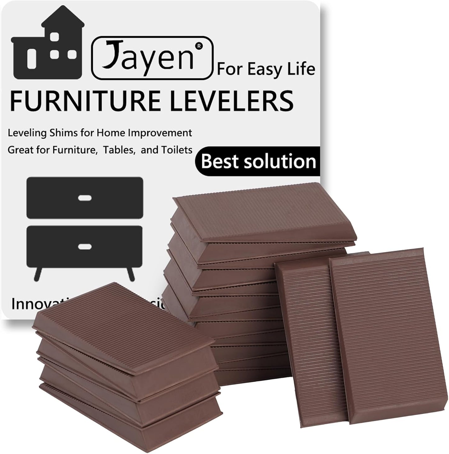 Furniture Levelers, 20Pcs Flexible Multi-Purpose Rubber Shims for Leveling - Prevent from Wobbling for Furniture Toilet (Brown)