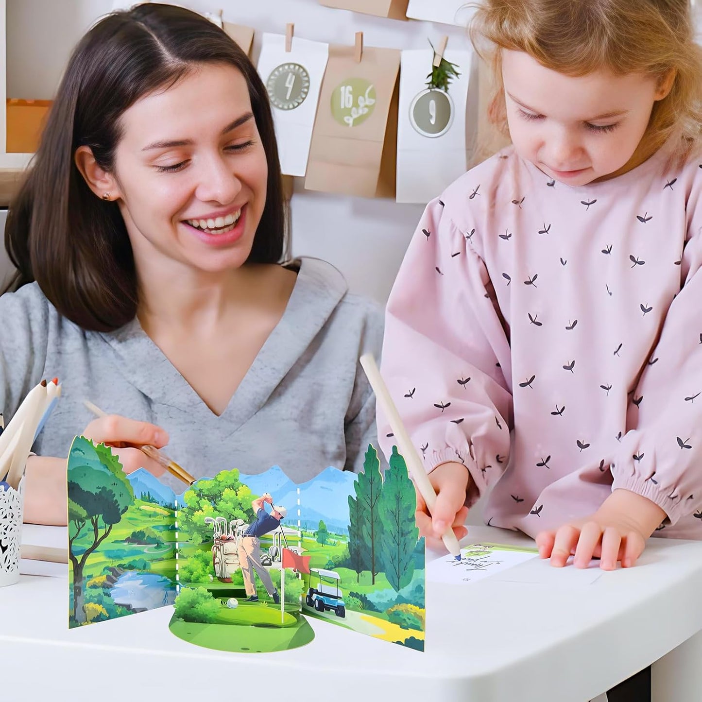 Joyvine 3D pop-up T-shaped unfolded greeting card, hollowed out paper carving occasion Golf Course design, suitable for Business greeting card to anyone on special occasions - with envelope and blank labe