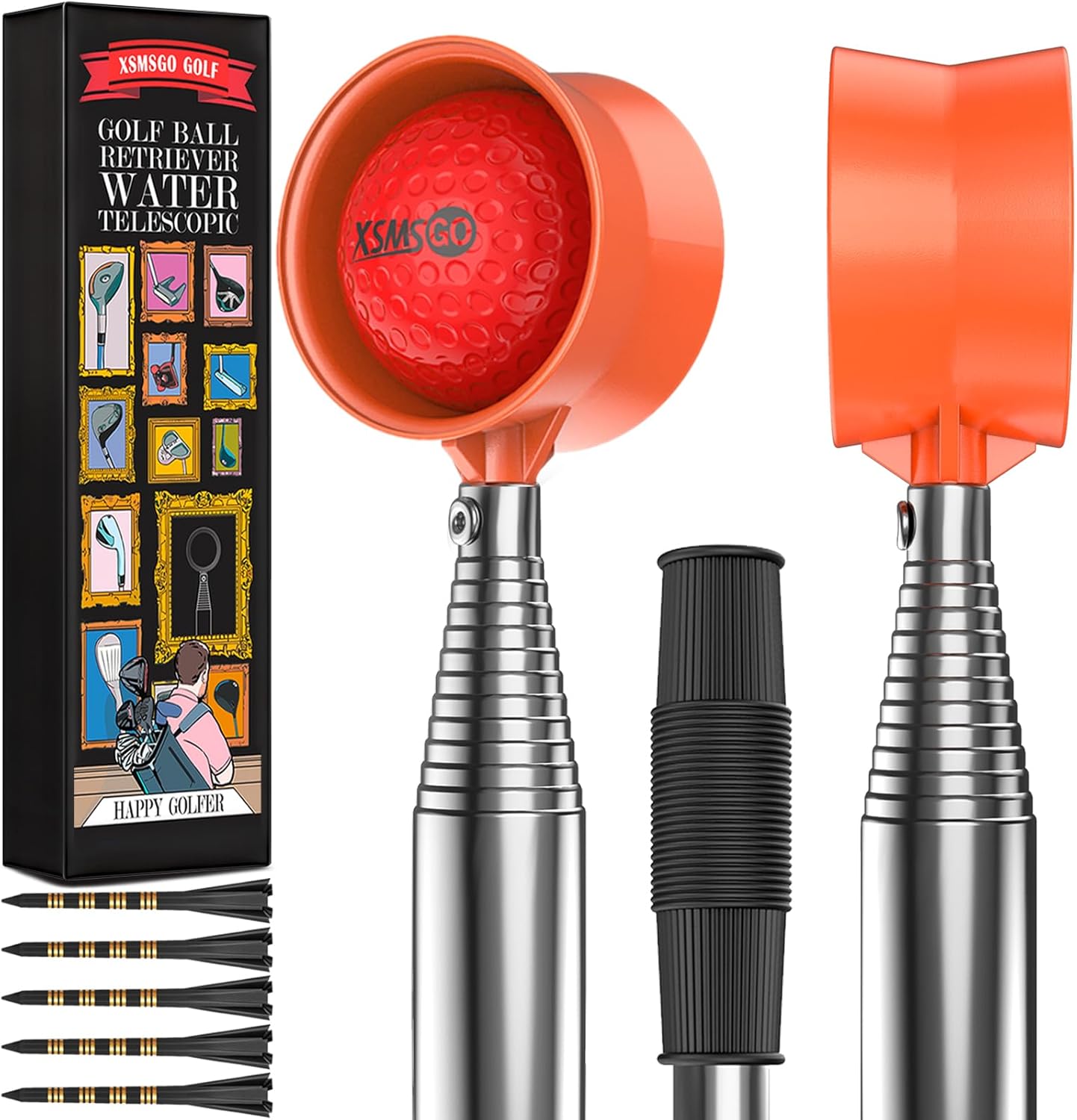 9Ft/12Ft Telescopic Stainless Steel Golf Ball Retriever for Water, High Durability Double Sided Golf Ball Picker Upper, Men's and Women's Golf Accessories Gifts.