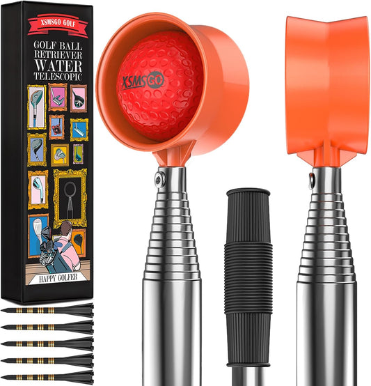 9Ft/12Ft Telescopic Stainless Steel Golf Ball Retriever for Water, High Durability Double Sided Golf Ball Picker Upper, Men's and Women's Golf Accessories Gifts.