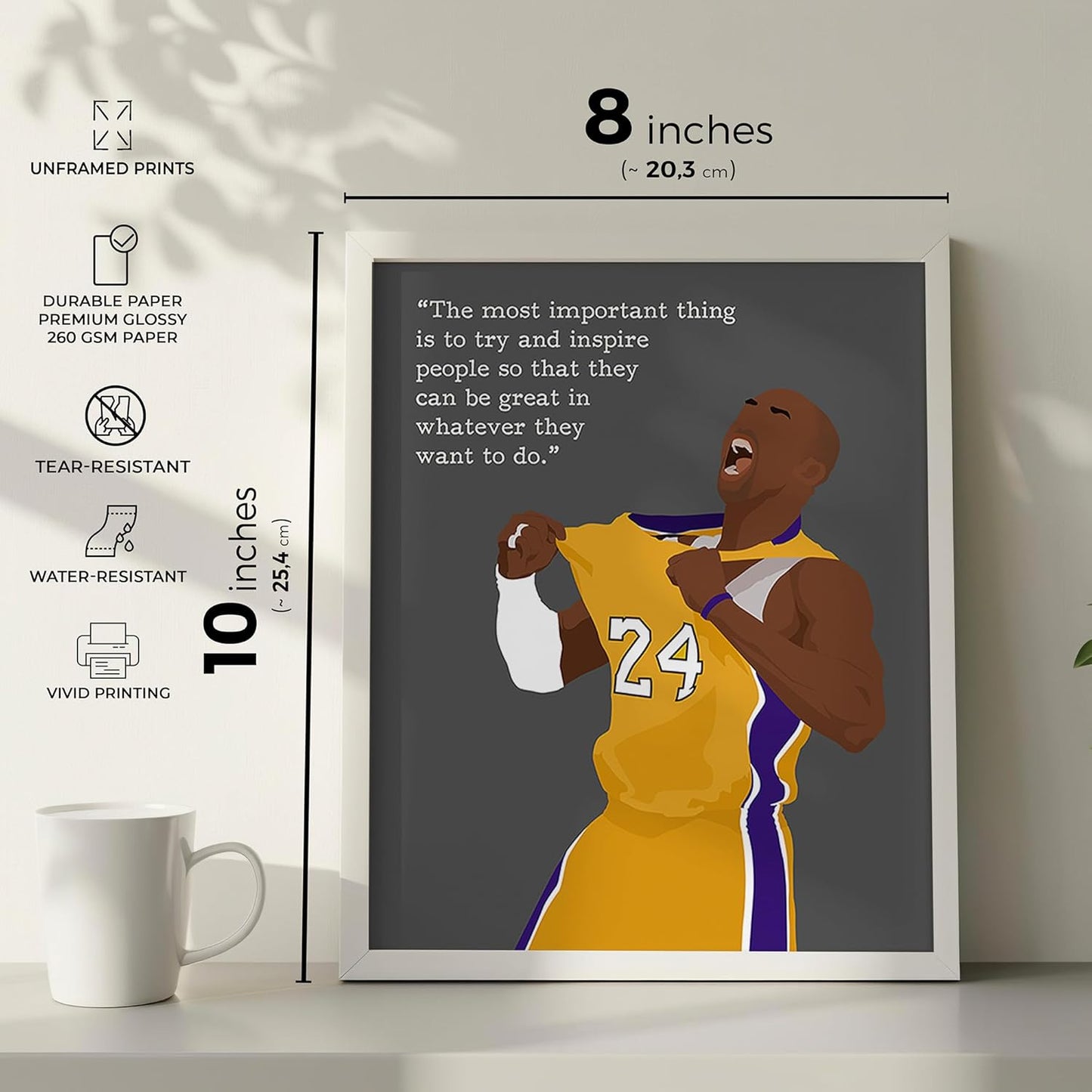 LOLUIS Motivational Basketball Superstar Hand-Drawn Artwork Sport Quote Wall Art Decorations (Unframed 8"x10", Basketball Player 1)