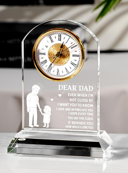 DEEWISH Clock Gifts for Dad from Daughter Son, Birthday Gifts for Dad Who Wants Nothing, Ideas, Unique, Elegant Clock with Gift Box & Card (Battery Not Included)