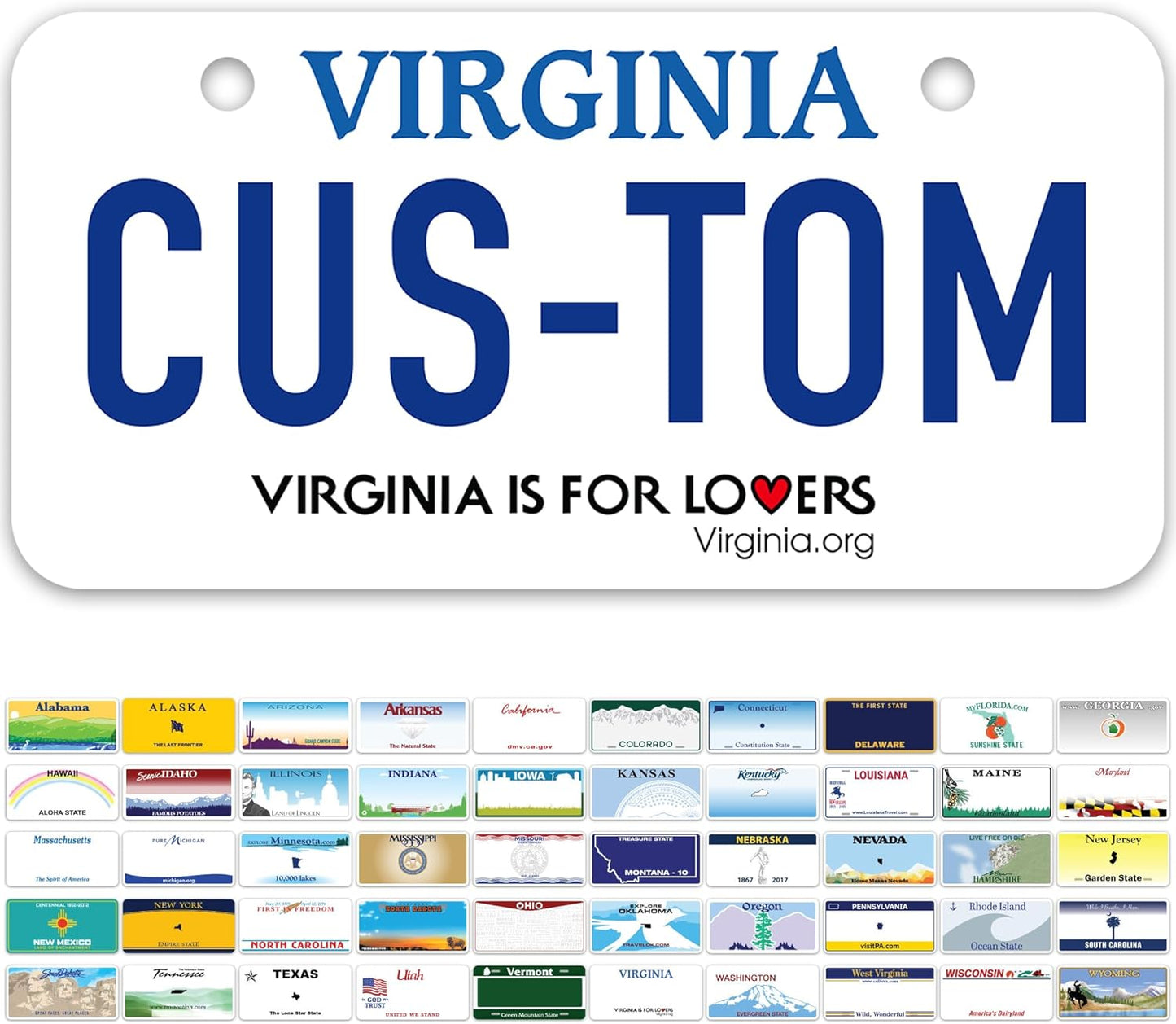 Mini License Plates, Personalized License Plates, Custom for Car, Bikes, ATV, Kids Car, Golf Cart, Jeep, 2x4 Inch, Rust-Free Fade Resistant Aluminum, USA Made by My Sign Center (Virginia)