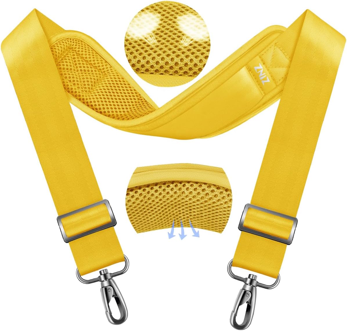 ZINZ 79.5" Universal Strap with Ultra-Thick Fixed Breathable Pad - Adjustable Heavy-Duty Shoulder Strap for Laptop, Crossbody, Luggage, Gym, Camera Bag and More - Y01E01