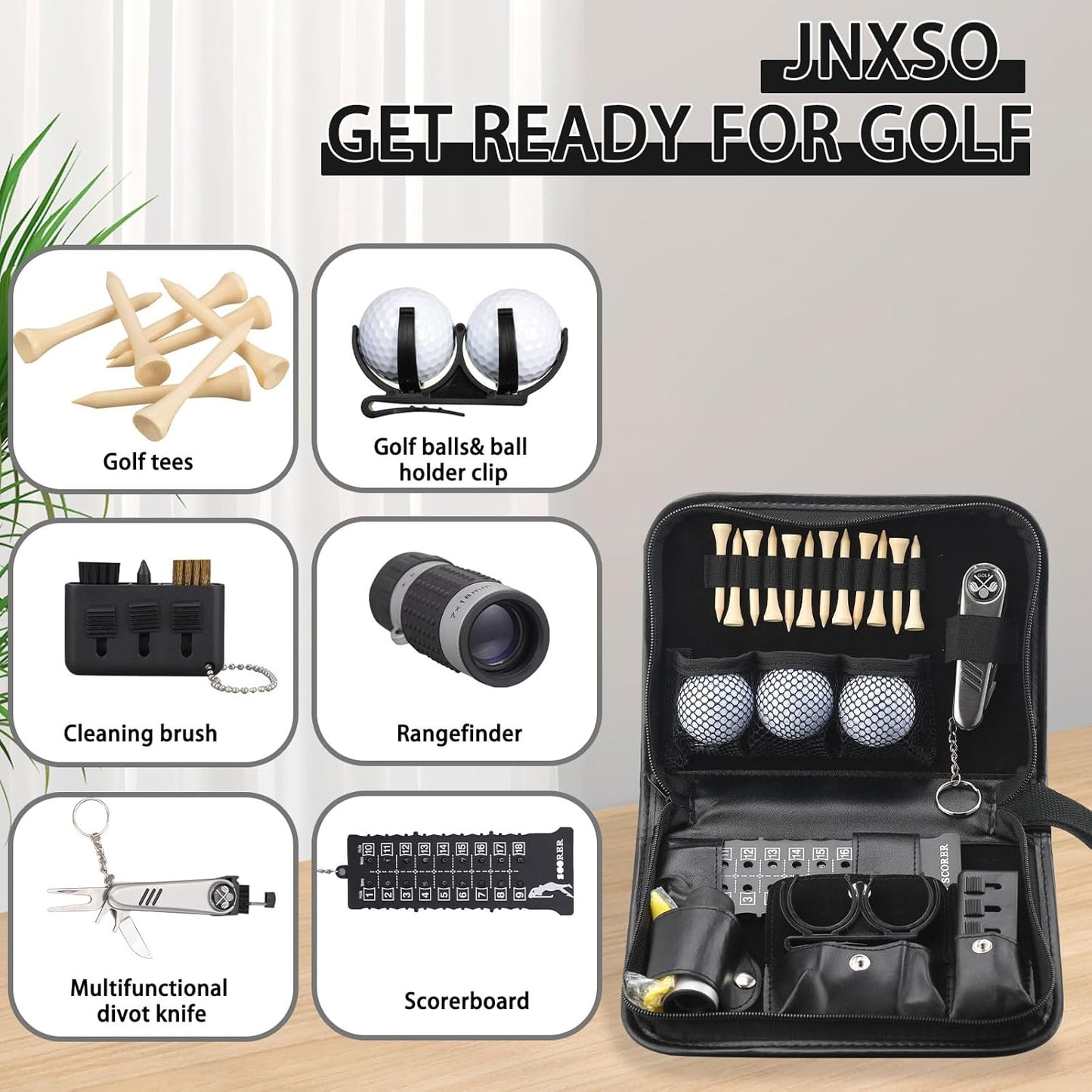 Golf Gifts for Men and Women,Golf Accessories Set with Hi-End Case,Golf Balls,Golf Tees,Golf Multifunctional Divot Tool,Rangefinder Golf Brush,Golf Scorer，Golf Ball Clamp