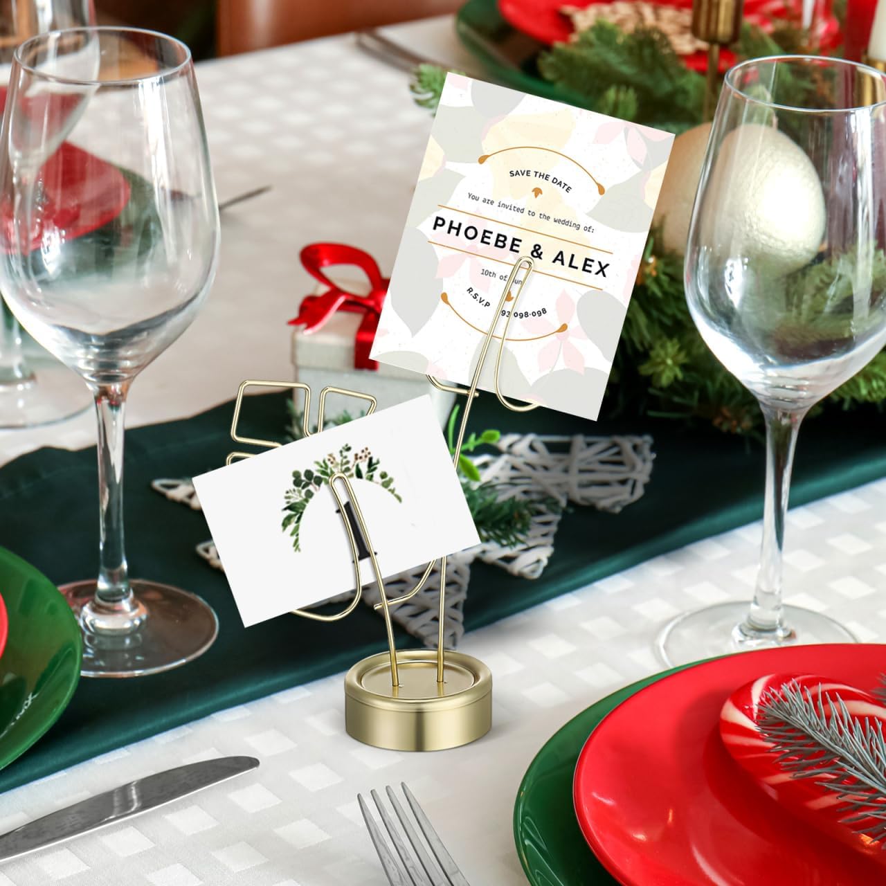 NUOBESTY Gold Card Clip Holder Turtle Leaf Shapes Photo Display Stand Memo Note Message Cards Display Pick Stand for Home Party