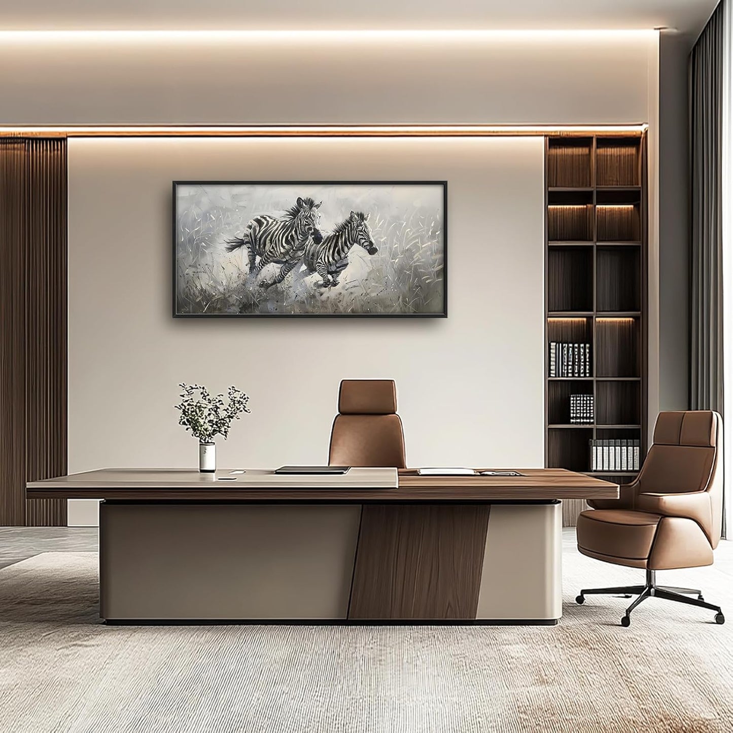 Large Country Zebra Framed Wall Art for Living Room African Zebra Pictures Canvas Wall Decor Print Painting Artwork Modern Home Decorations for Bedroom Office 60x30 inch