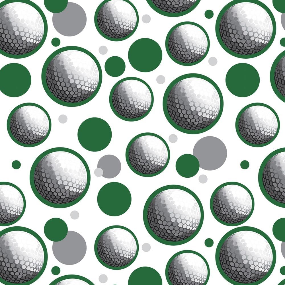 GRAPHICS & MORE Premium Gift Wrap Wrapping Paper Roll Pattern - Golfball Golf Ball Sport - Green