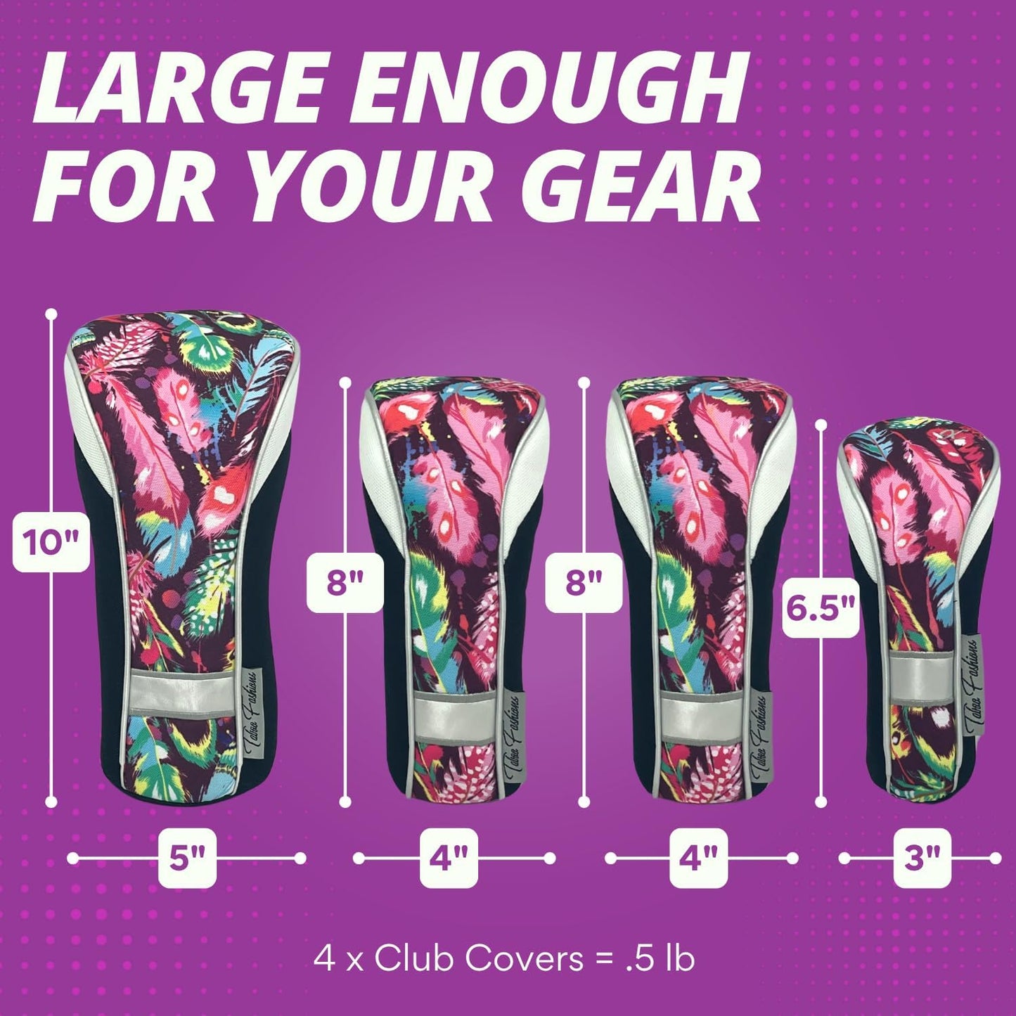 Taboo Fashions Monaco Golf Club Covers for Women - Numbered Golf Headcovers Set for Driver, Fairway and Hybrid Clubs - Weather Resistant, Pack of 4