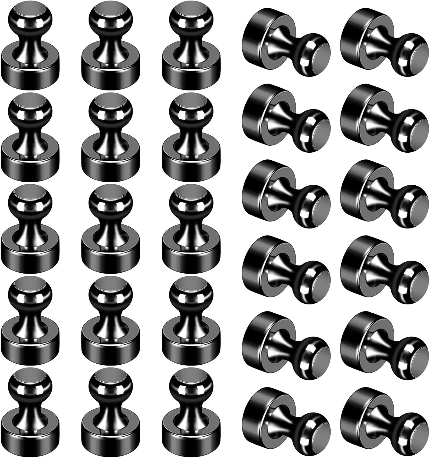 24Pack Black Fridge Magnets Adults,Strong Refrigerator Magnets for Whiteboard,Lockers,Office,Classroom, Kitchen