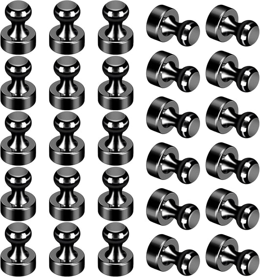 24Pack Black Fridge Magnets Adults,Strong Refrigerator Magnets for Whiteboard,Lockers,Office,Classroom, Kitchen