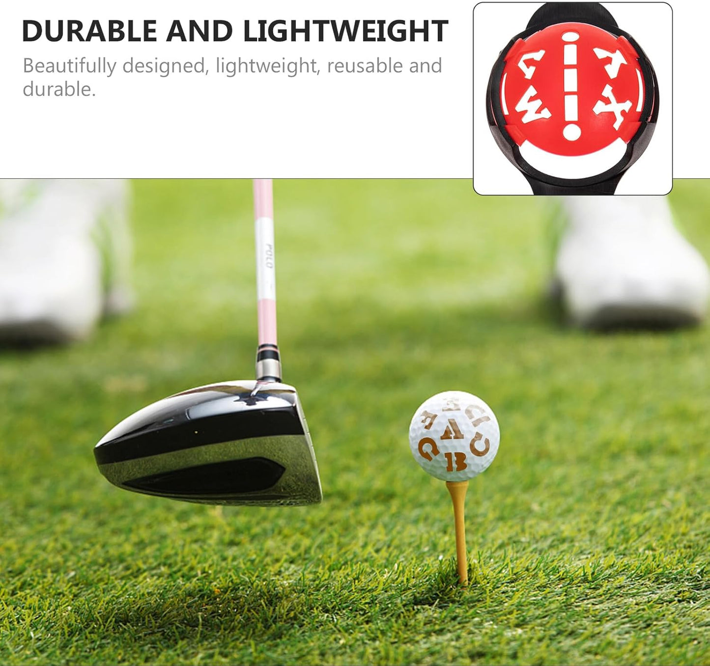 Kisangel Golf Ball Marking with Letter and Pattern Stencils Abs Golf Accessories for Accurate Line Drawing Front and Back Use Alignment Tool for Golfers Black Red