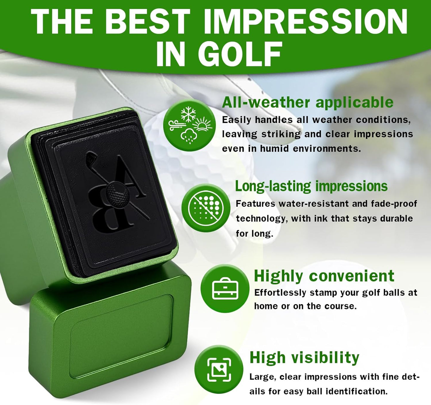 Custom Golf Ball Stamp, Self-Inking Golf Ball Stamper with Personalized Monogram Design, Waterproof Quick-Dry Ink, Durable Marker for Easy Ball ID, Ideal Gifts for Golfers Men Women Beginners