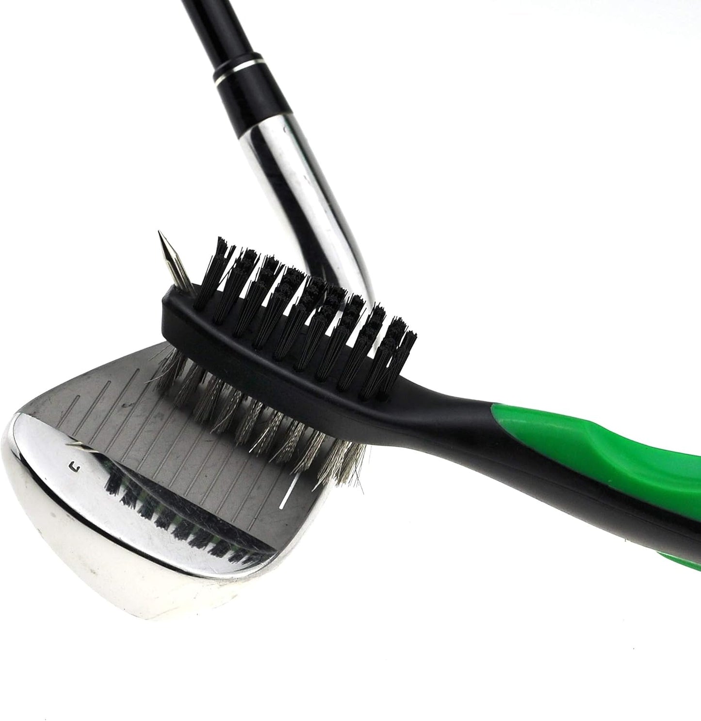 Mile High Life Microfiber Waffle Pattern Golf Towel | Club Groove Cleaner Brush | Foldable Divot Tool with Magnetic Ball Marker (Green Towel/Brush/Bone Divot)