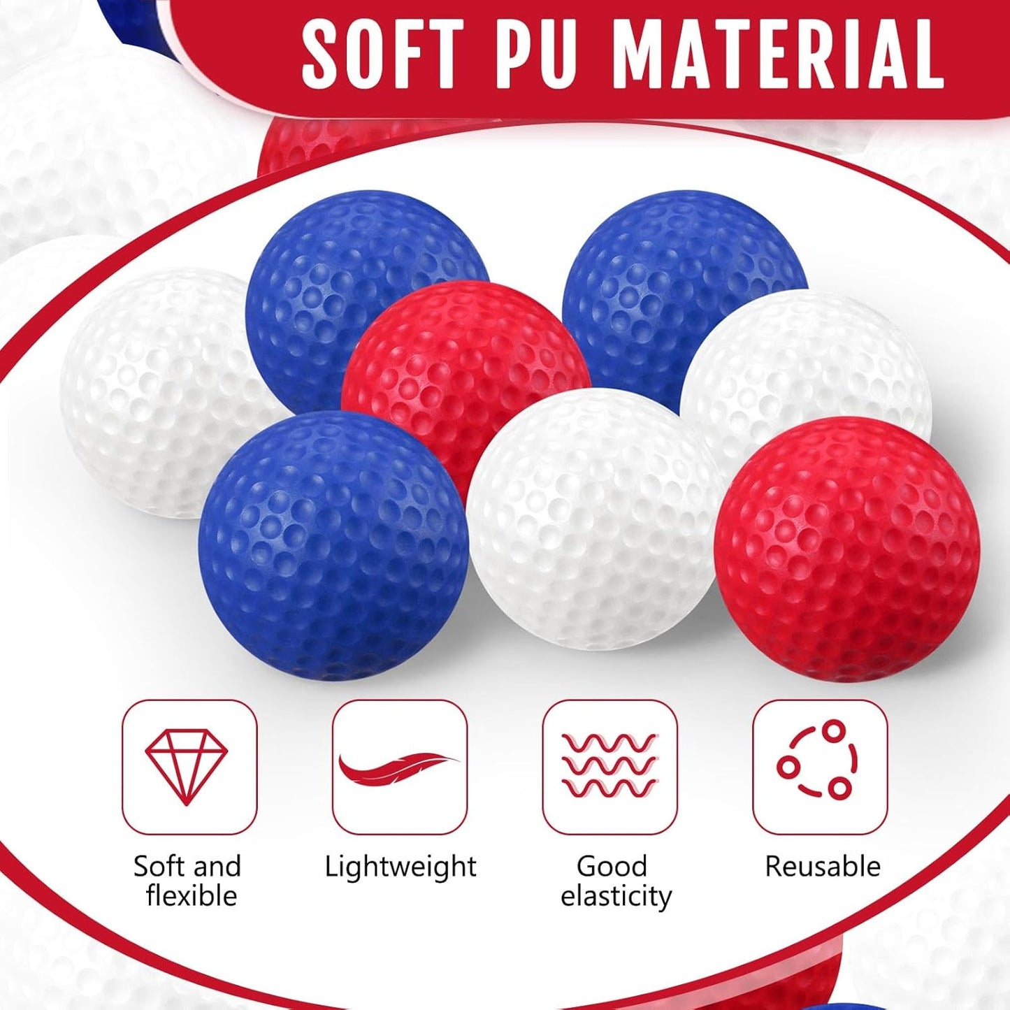 Junkin 80 Pcs Foam Golf Balls Rubber Practice Balls Realistic Feel and Flight Sport Training for Indoor or Outdoor Backyard Golf Training