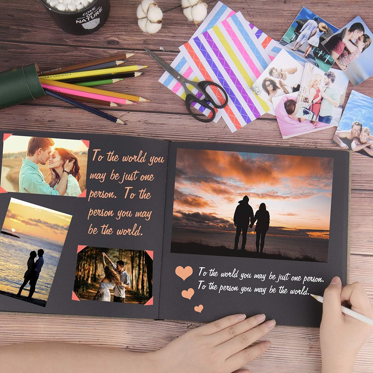 Leather Scrapbook Album DIY Set Scrap Book Album Hardcover Pictures Book 10.5"x10.5",DIY,Handmade for Anniversary,Family Memories,Couples,Friend&Baby,Accommodates 3x5 to 8x10 Photos (Leather-brown)