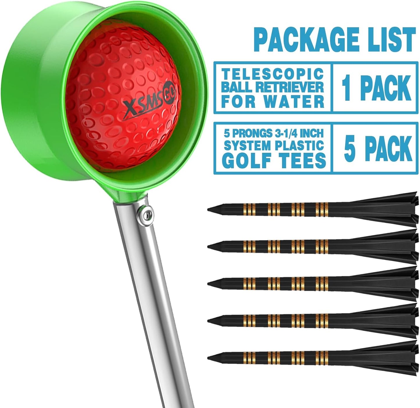 9Ft/12Ft Telescopic Stainless Steel Golf Ball Retriever for Water, High Durability Double Sided Golf Ball Picker Upper, Men's and Women's Golf Accessories Gifts.