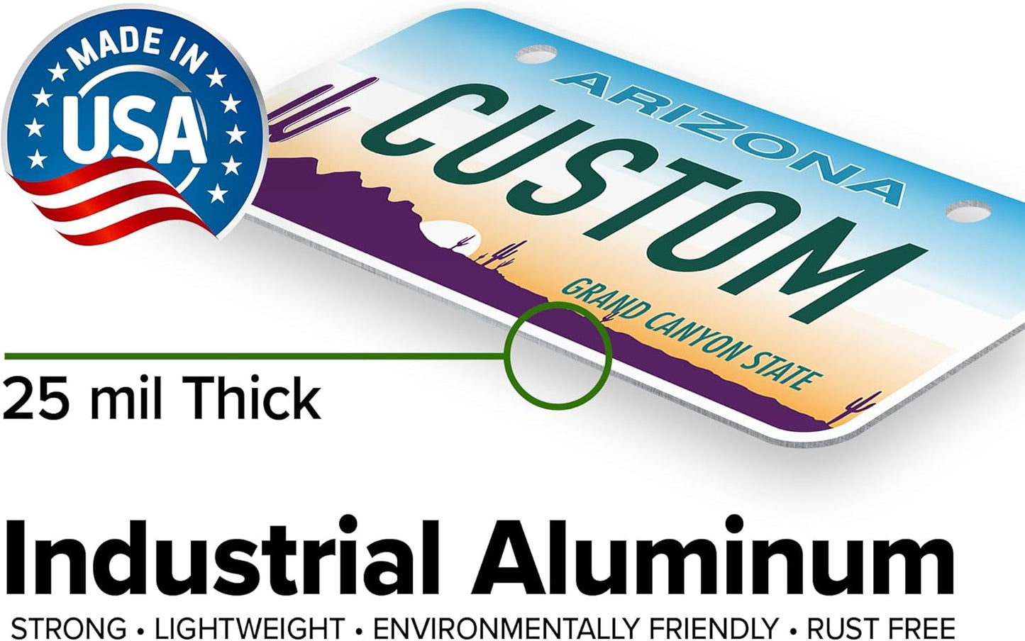 Mini License Plates, Personalized License Plates, Custom for Car, Bikes, ATV, Kids Car, Golf Cart, Jeep, 2x4 Inch, Rust-Free Fade Resistant Aluminum, USA Made by My Sign Center (Arizona)