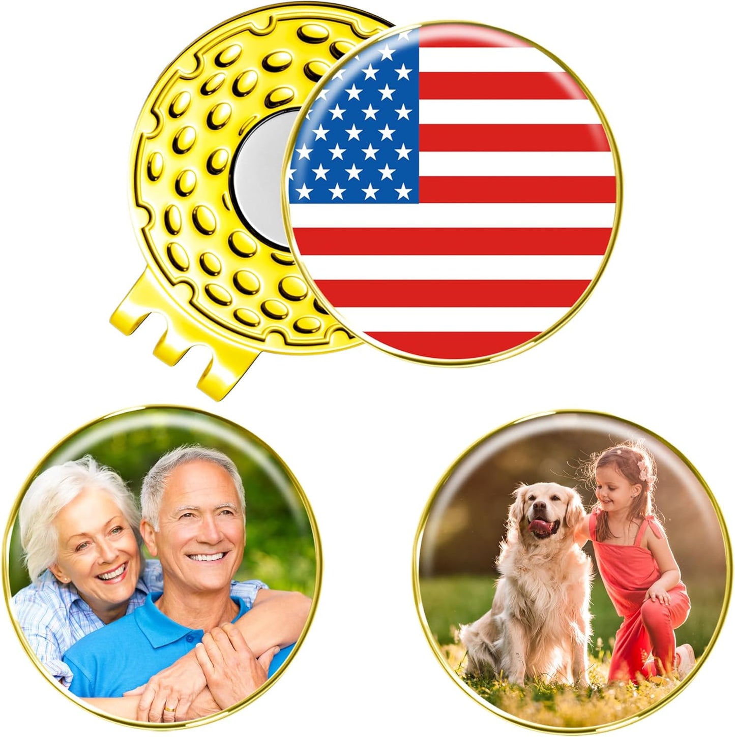 Custom Golf Ball Marker Hat Clip, 3Pack Personalized Magnetic Ball Marker, Golf Accessories for Men & Womens, Golf Gifts for Golfers