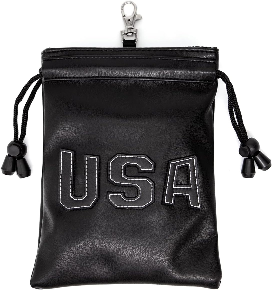 Leather Golf Tee Pouch with Drawstrings - Valuables Bag for Men & Women