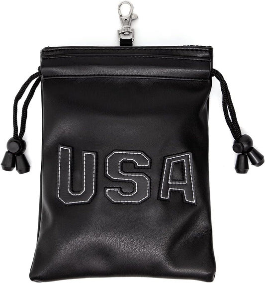 Leather Golf Tee Pouch with Drawstrings - Valuables Bag for Men & Women