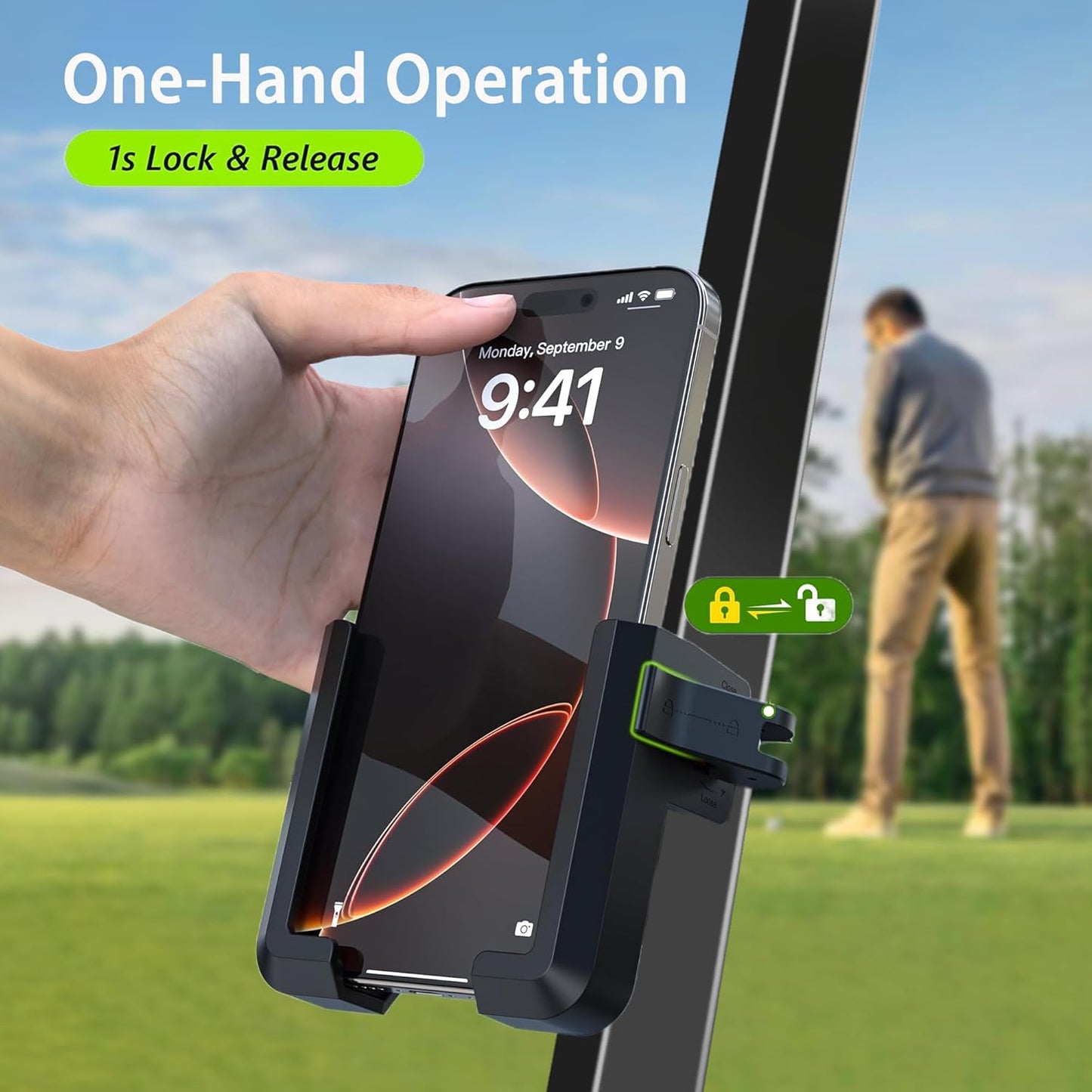 Magnetic Golf Cart Phone Holder, Golf Cart Phone Mount with N52 Magnets Compatible with EZGO, Club Car, Yamaha, Golf Cart Accessories for iPhone, Samsung, Google Pixel & More