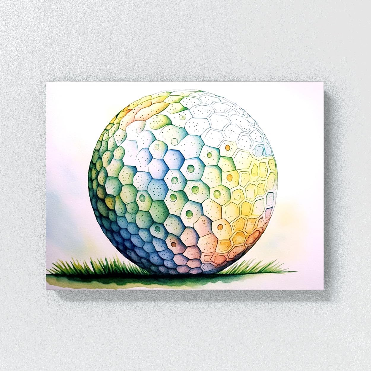 Sense Canvas Golf Ball Watercolor 27 Canvas Art - Home Decor Wall Art Print Poster Painting Small 16x12 / 1.5"