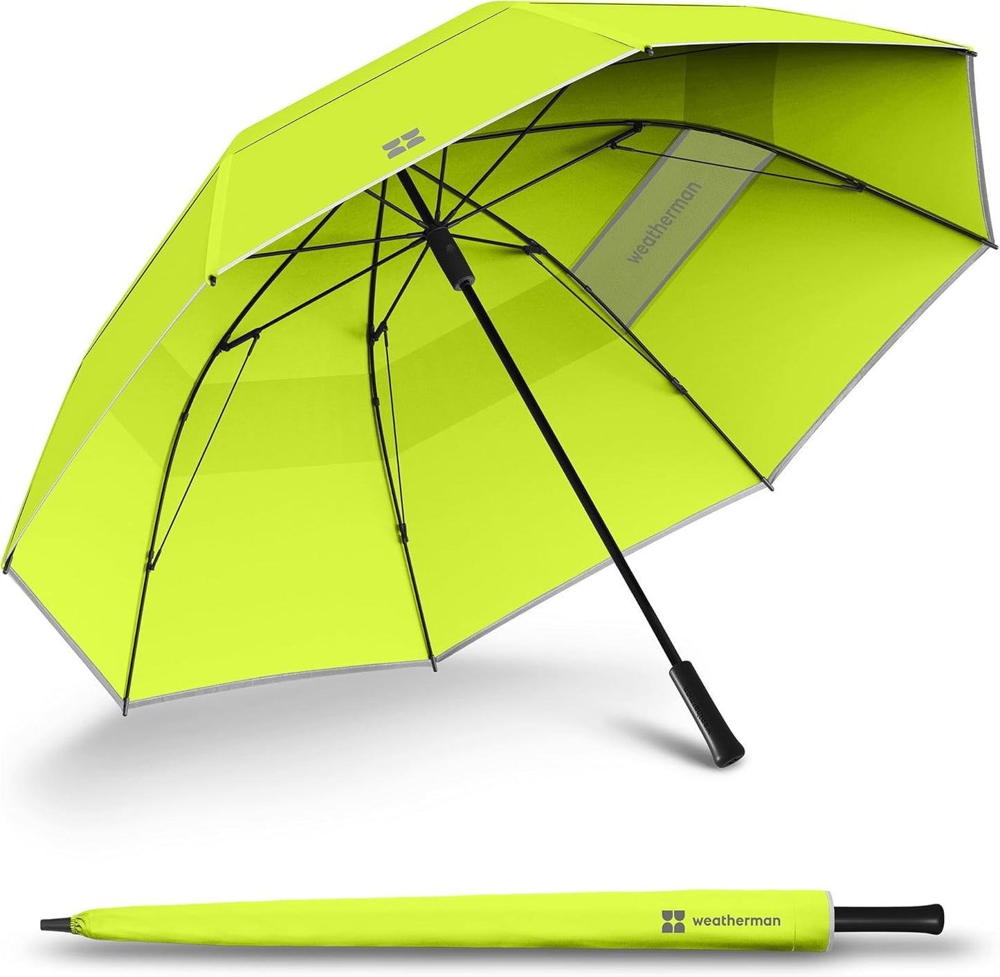 Weatherman Umbrella - Golf Umbrella - Windproof Sports Umbrella Resists Up to 55 MPH Winds - Available in 2 Sizes and 5 Colors