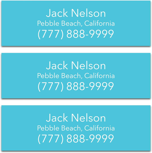 Personalized Golf Club Name Labels (30 Labels) - Custom Waterproof Name Stickers for Golf Clubs (Light Blue with White Text)