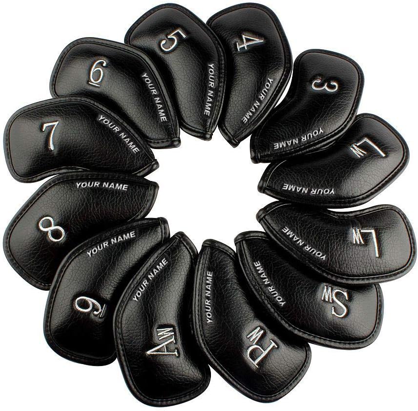CRAFTSMAN GOLF 12pcs or 1pc Thick Synthetic Leather Golf Iron Head Covers Set Headcover Fit All Brands Callaway Ping Taylormade Cobra Etc. Also Custom Name