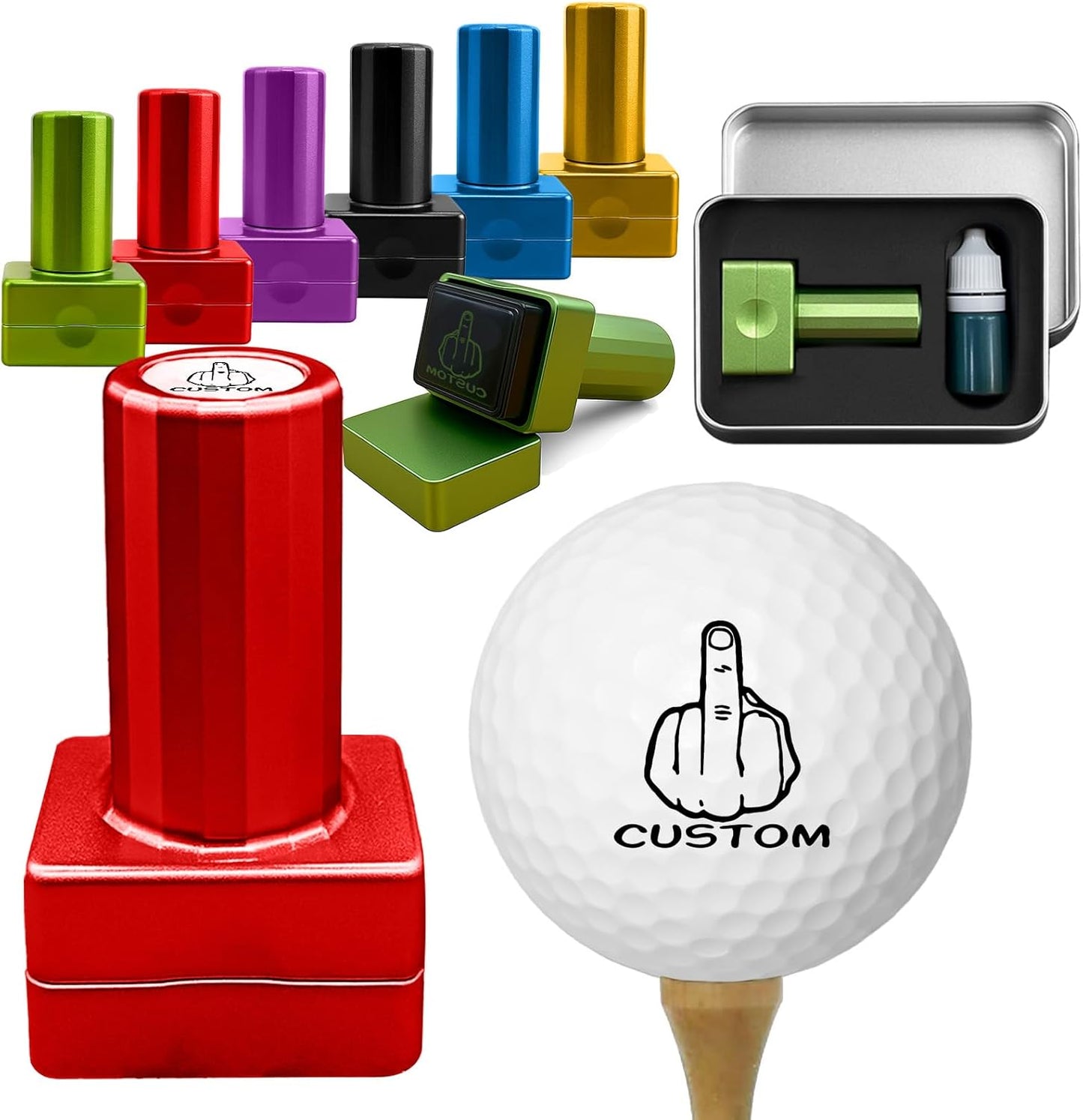 ONFAON Custom Golf Ball Stamp, Personalized Name Golf Ball Marker Stamp with Monogram Logo, Reusable Inking Customized Golf Stamper Accessories Gifts for Golfers