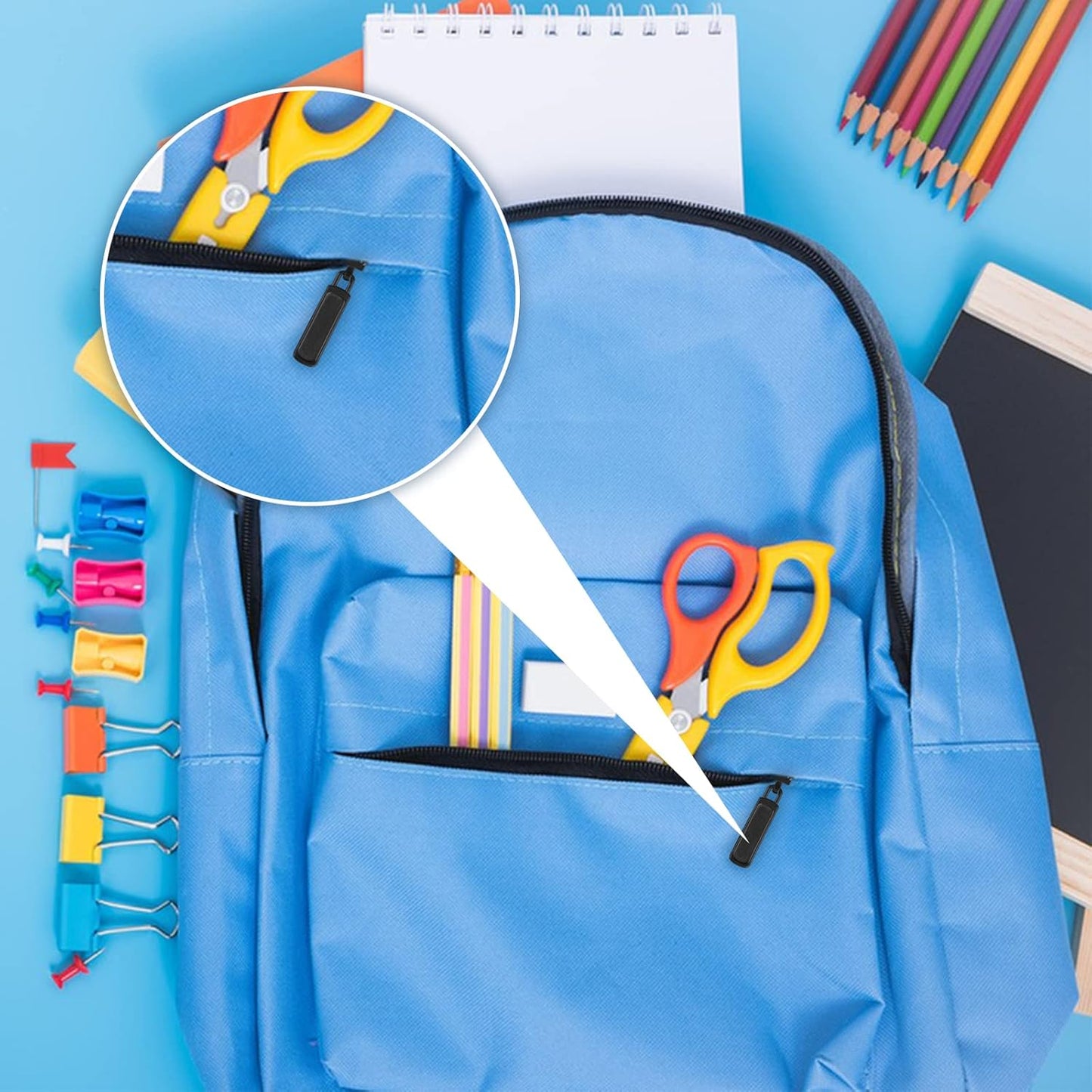 10 PCS Replacement Zipper Pull Detachable Metal Zip Pulls Repair Golf Bag Zipper Pull Replacement Tab for Luggage Clothing Jackets Jeans Backpacks Boots Dresses Purse Coat(Universal Extender)