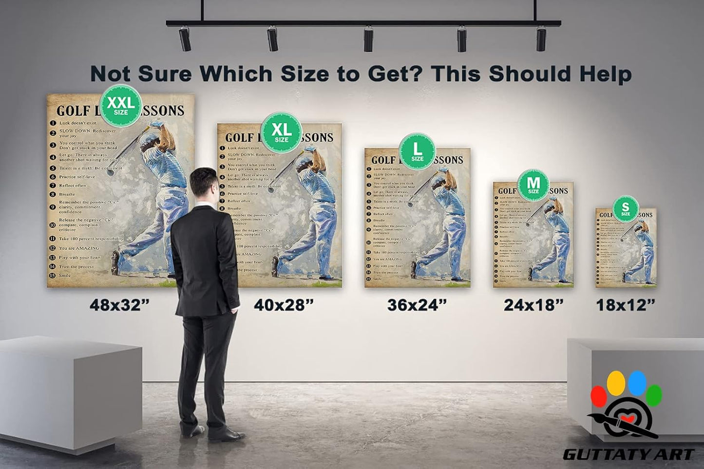 GUTTATY Golf Wall Art, Vintage Golf Pictures Posters Canvas Print Wall Decor for Golfer's Man Cave Home Ofice Ready to Hang (18x24 Inches)