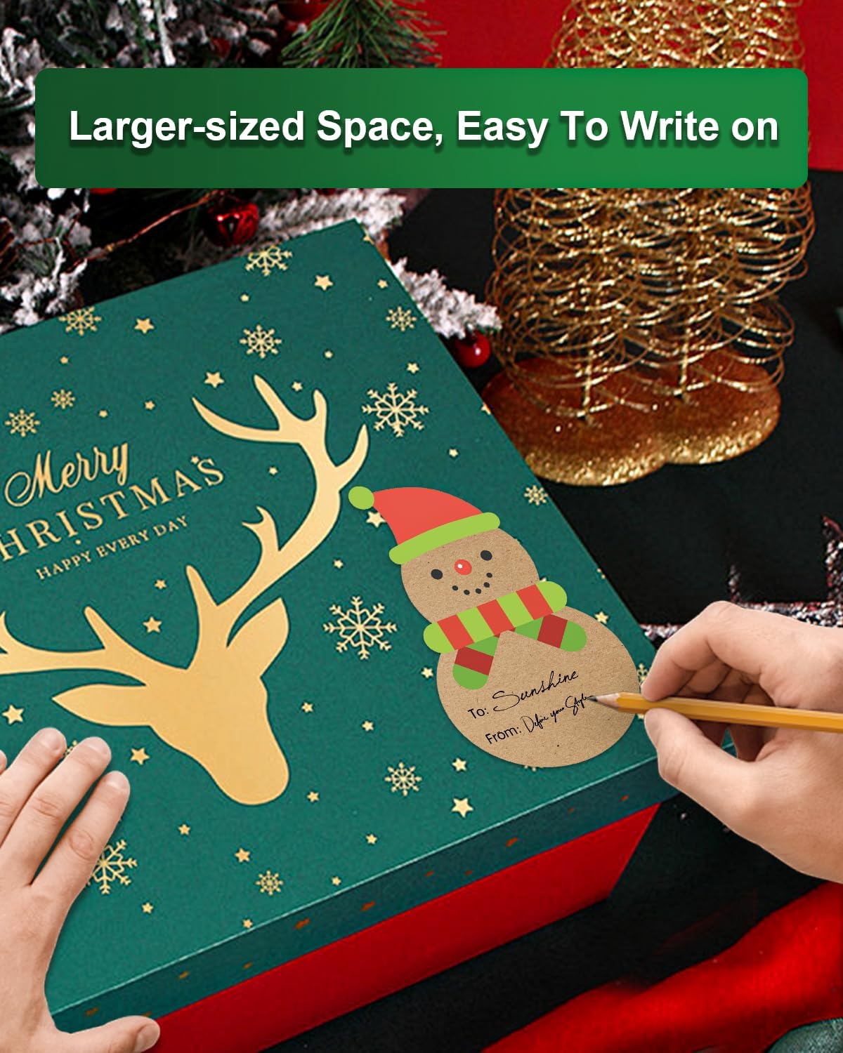 520Tags Christmas Gift Tags Stickers, Self-Adhesive Christmas Name Tags, Vintage Christmas Labels for Presents, Holiday Cute Kraft Xmas Kids Stickers for Boxes, Envelopes,Wrapping Paper,Packages,Cards