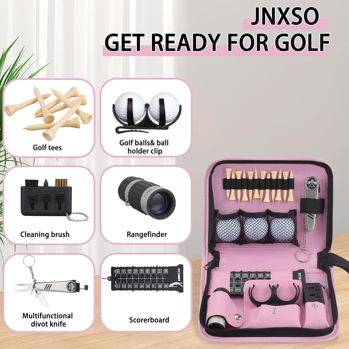 Golf Gifts for Men and Women,Golf Accessories Set with Hi-End Case,Golf Balls,Golf Tees,Golf Multifunctional Divot Tool,Rangefinder Golf Brush,Golf Scorer，Golf Ball Clamp
