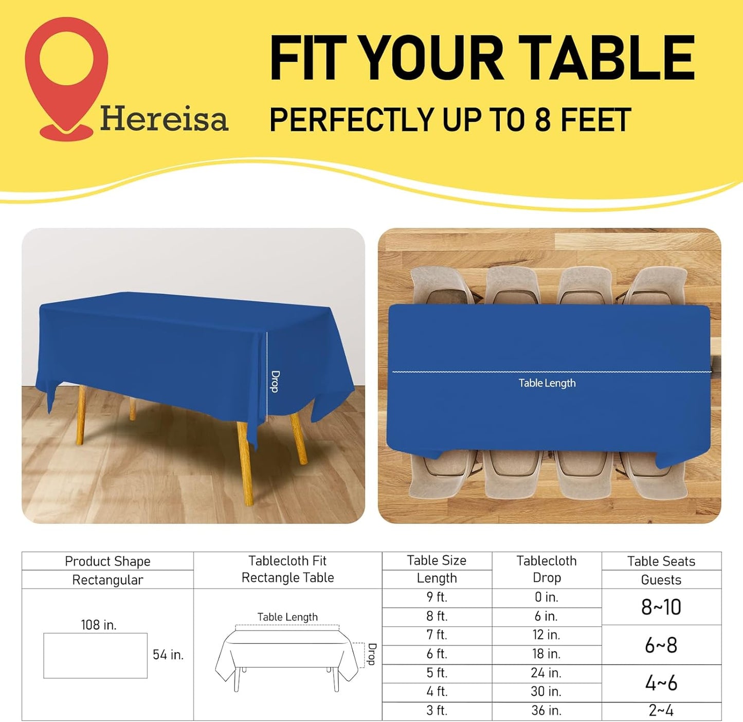 Plastic Royal Blue Tablecloths 3 Pack Disposable Table Covers 54" x 108" Dark Blue Table Cloths PEVA Party Tablecovers for Parties Picnic Birthday Wedding Banquet