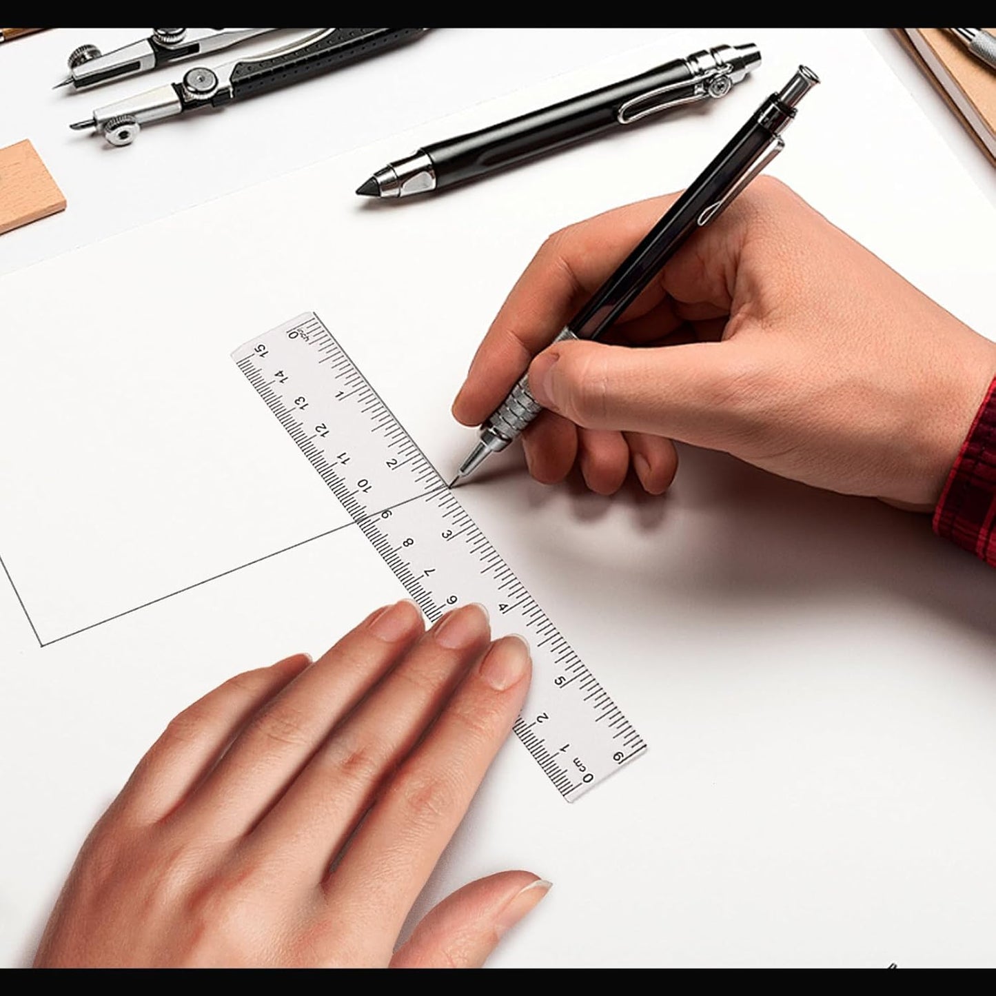 ZUFECY 8-Pack Flexible 6" Rulers - Transparent Bendable Plastic with Non-Slip Grip, Lightweight for Geometry Class