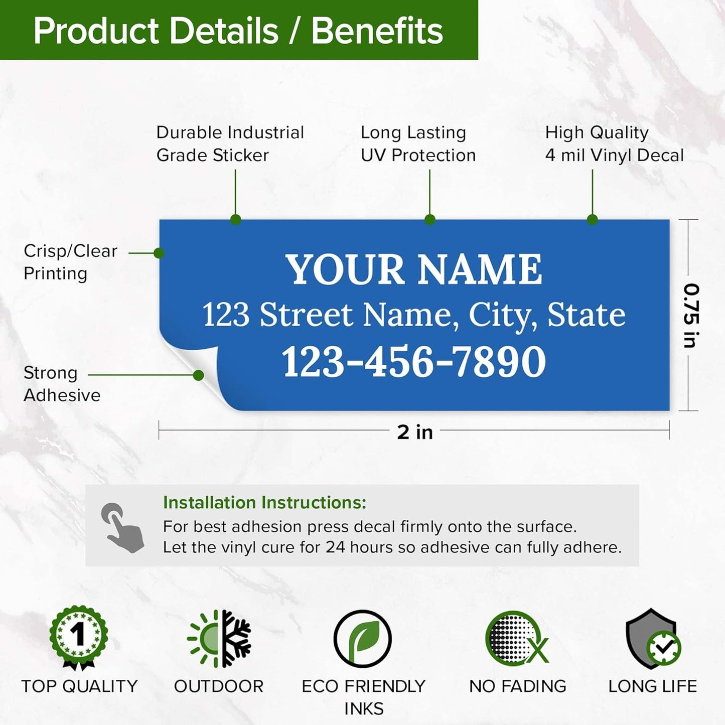 Custom Blue Golf Club Labels, Personalized Golf Club Name Sticker,0.75x2 Inches, Set of 30, 4 Mil Vinyl Decal Stickers Weather Resistant, Made in USA by My Sign Center