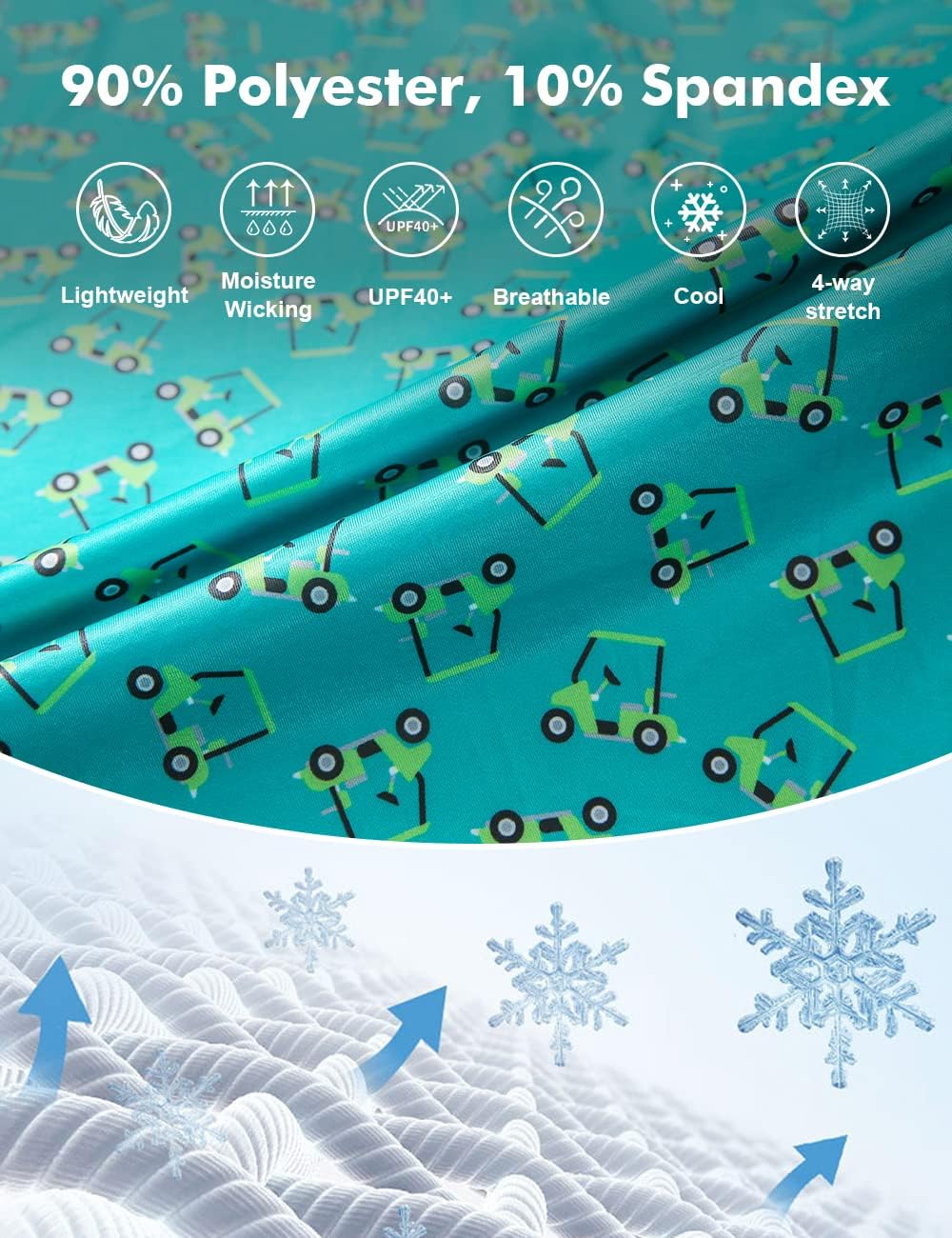 Hodaweisolp Golf Shirts for Men Dry Fit Print Moisture Wicking Performance Short Sleeve Polo Shirt