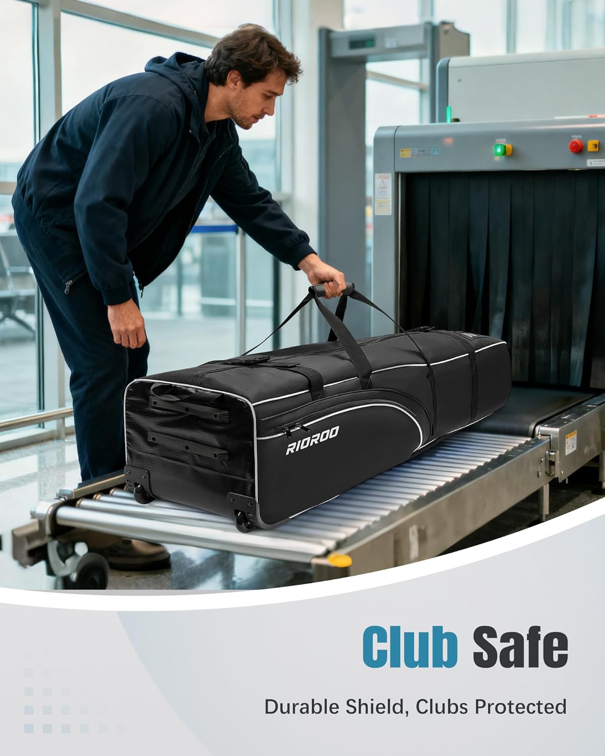 Golf Travel Bags for Airlines with Wheels, Soft-Sided 900D Oxford Cover, Padded Club Protection, Universal Fit Golf Gifts for Men and Women