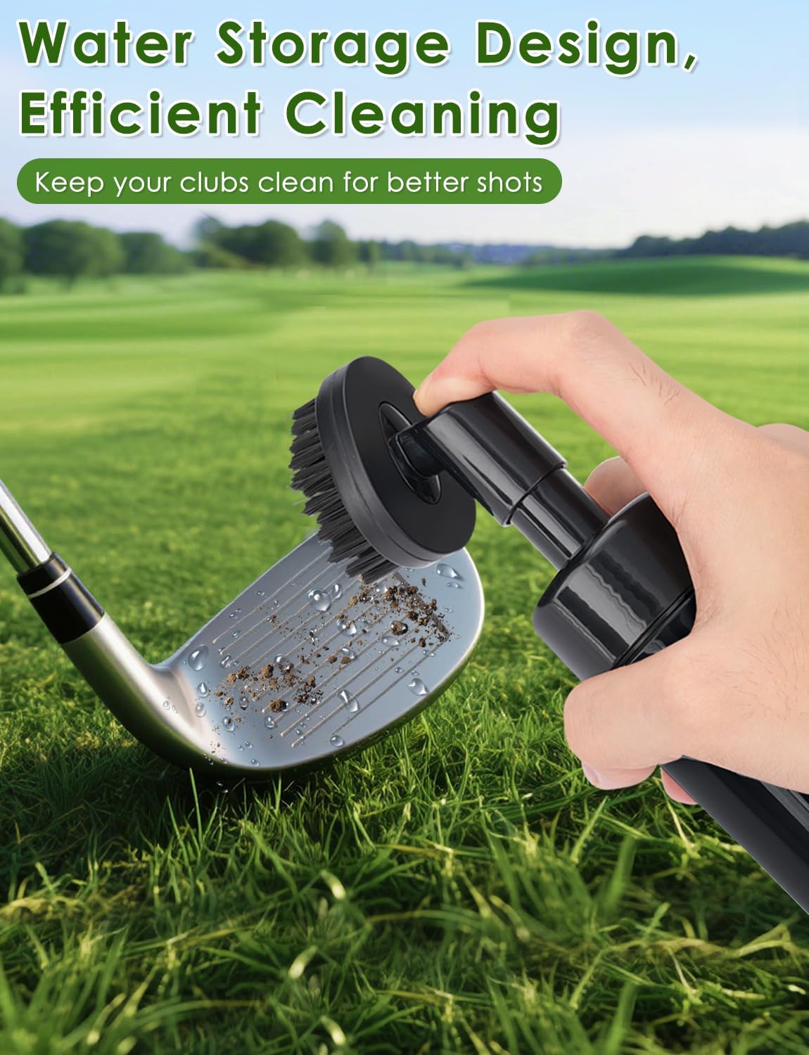Oasser Golf Club Cleaner Golf Club Brush with Retractable Clip and Squeeze Water Bottle 10.5 Inches Holds 5 Oz of Water, Golf Accessories for Men Women Essentials Golf Gifts for Men, Black