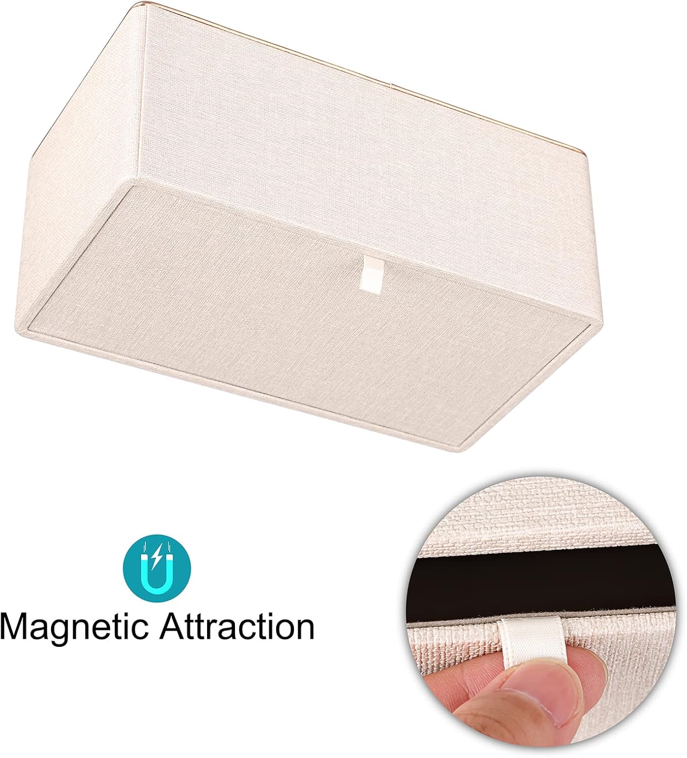 Sumnacon Rectangular Linen Tissue Box Cover - Stylish Tissue Box Holder with Magnetic Bottom, Decorative Tissue Box for Bathroom Toilet Vanity Night Stand Table Countertop Office, Beige Linen Texture