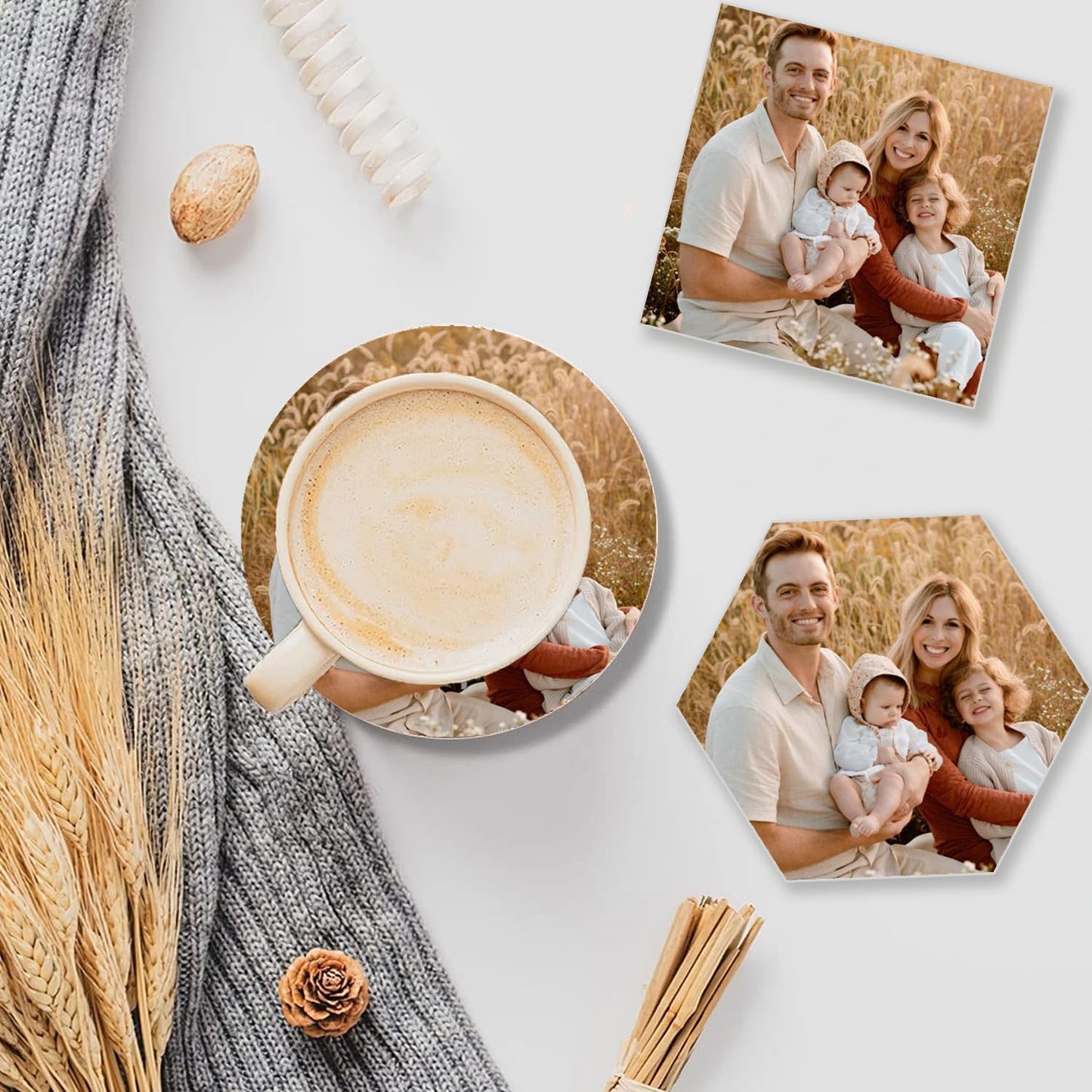 Custom Coasters, Personalized Ceramic Coasters for Crafts, Customized Drink Coaster with Your Photo, Text and Logo, for Weddings, Bars, Homes, Offices