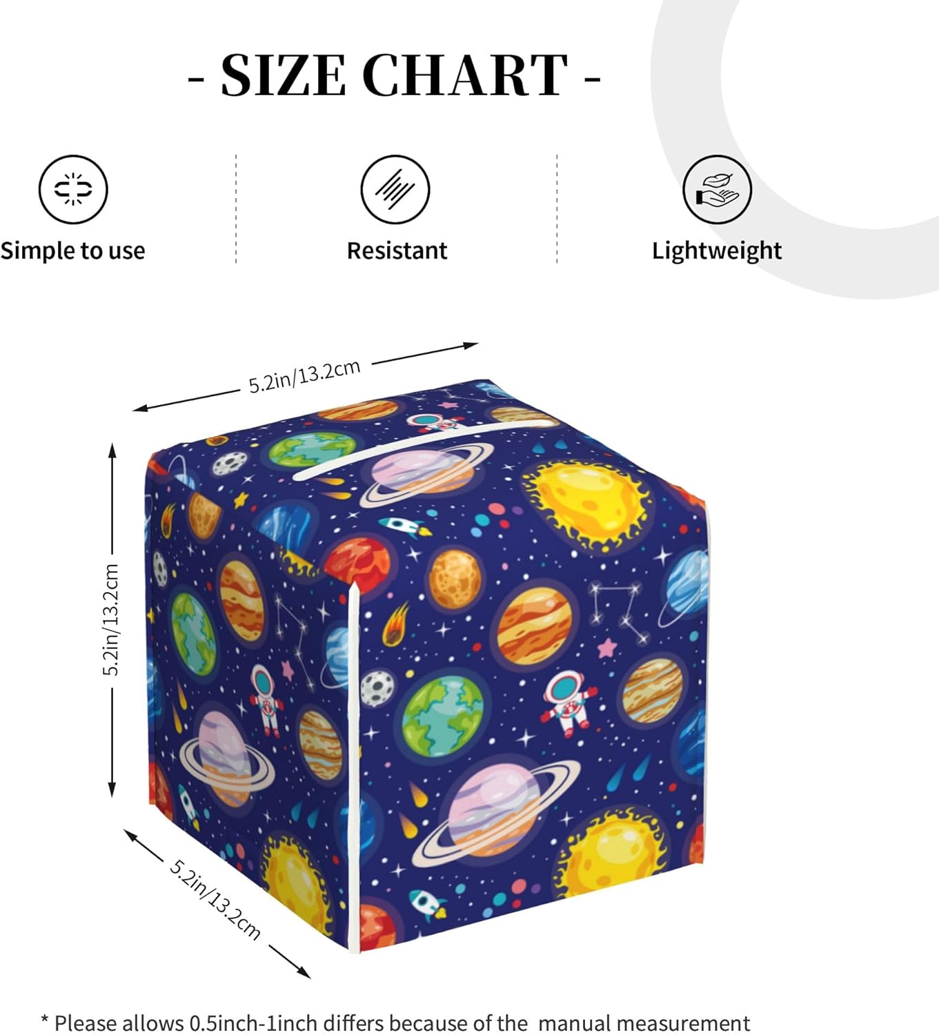 Leather Tissue Box Holder Solar System Universe Planet Tissue Box Cover Square Waterproof Tissue Holder Organizer Modern Napkin Holder for Bedroom Dresser Night Stand Office Desk