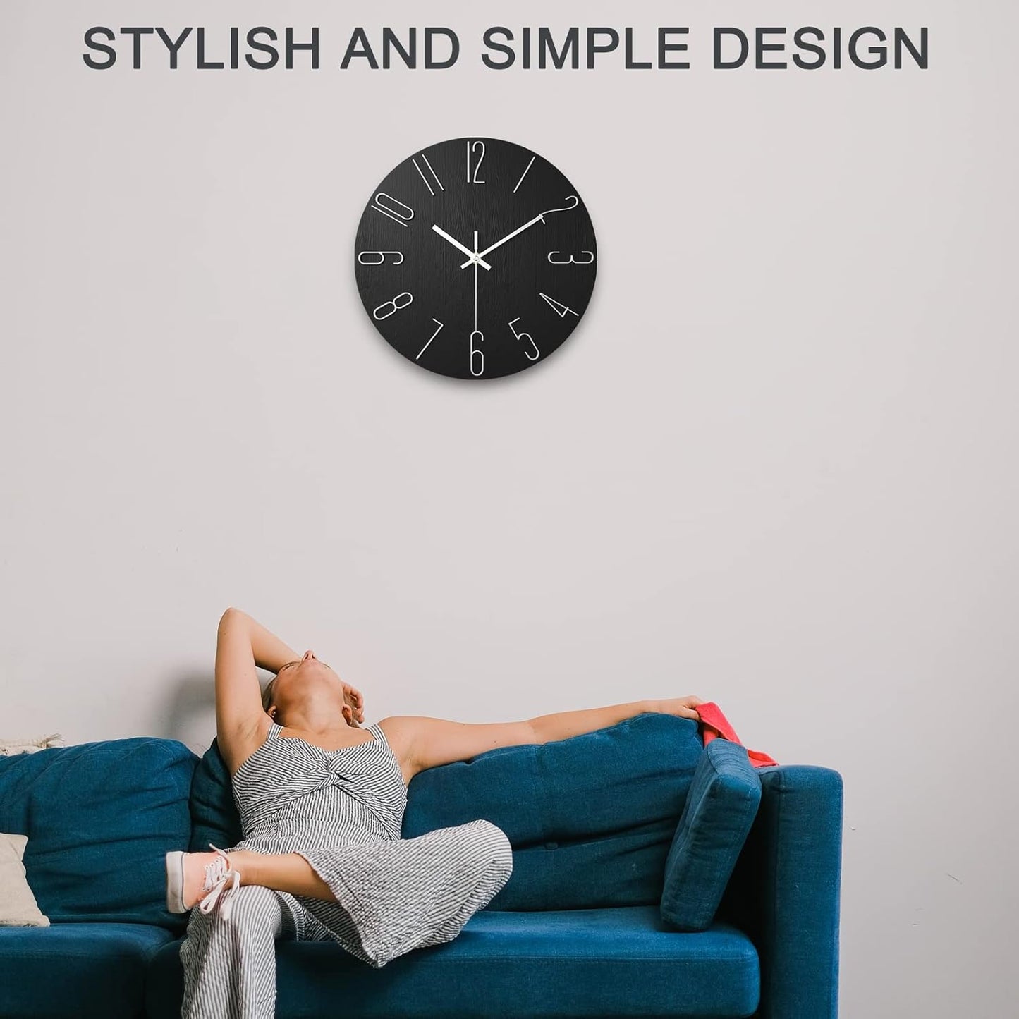 Wall Clock, Silent Clock, Wall Clocks Battery Operated， 12 inch Modern Wall Clock, Suitable for Offices, Living Rooms, Kitchens, Homes, Schools (Black)