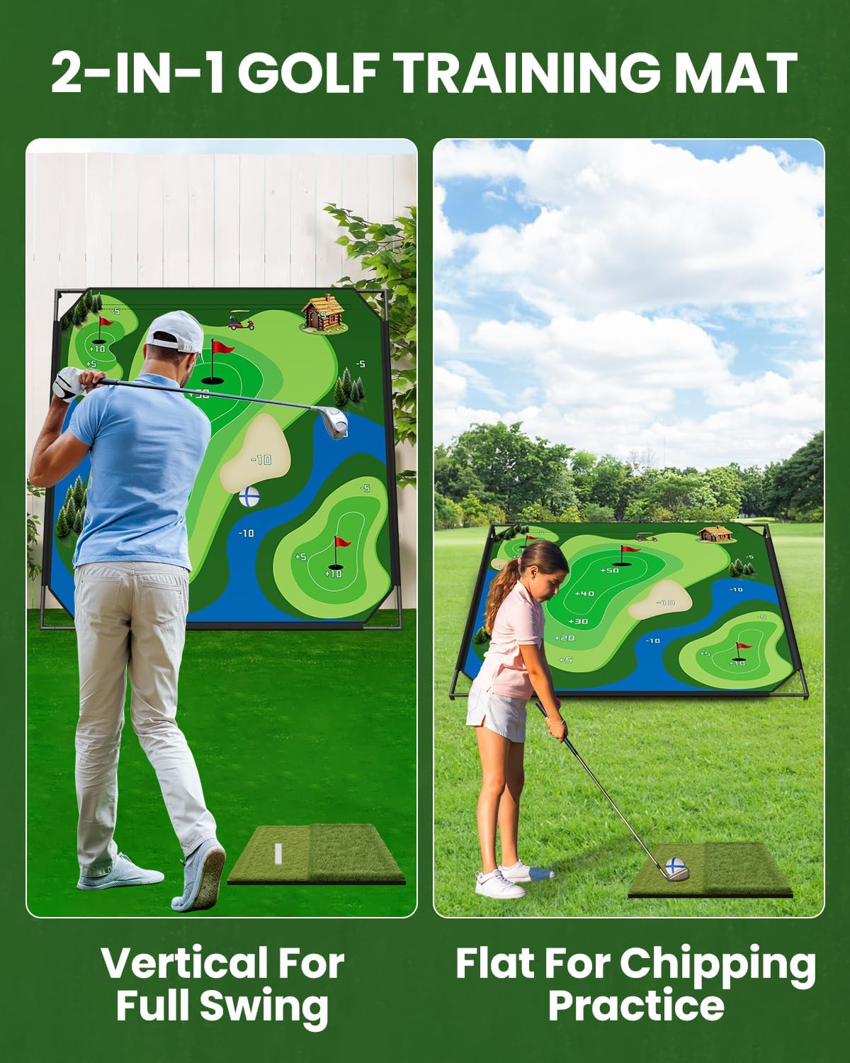 NAIZEA Golf Chipping Game with Stand - Golf Target Battle Games with Hitting Mat, 25 Sticky Balls, Indoor Outdoor Portable Golfs Game for Chipping Practice for Dads Golfers